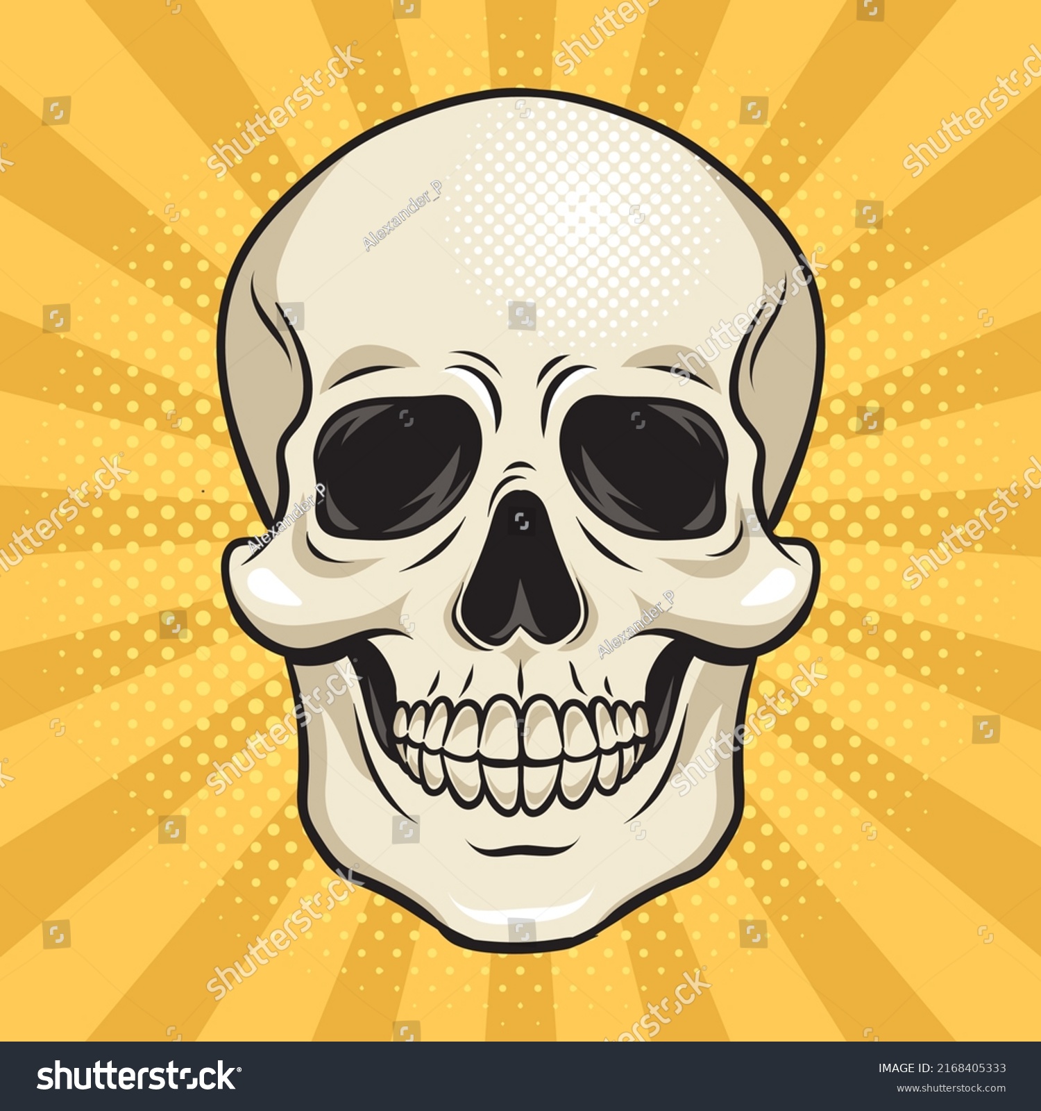 Human skull pop art retro vector stock vector royalty free