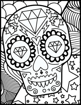 Day of the dead pop art coloring sheets fine motor skills october activities