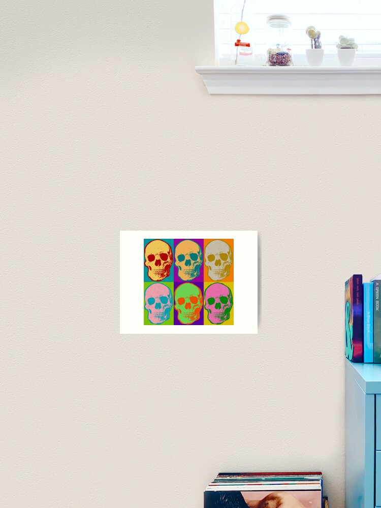 Skull pop art retro graphic skulls bright color design art print for sale by joannejgg