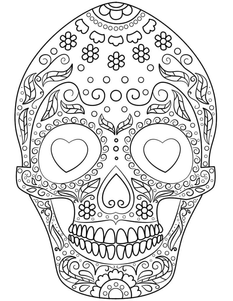 Sugar skull for free coloring page