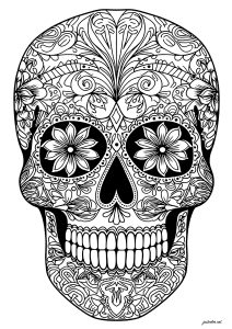 Skull coloring pages for adults kids