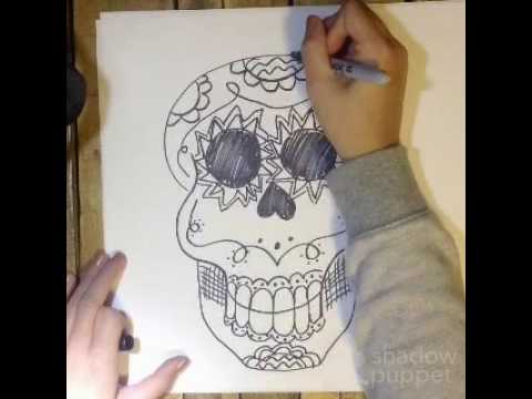 Dia de los muertos sugar skull drawing