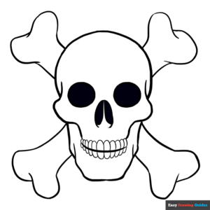 Skull and crossbones coloring page easy drawing guides