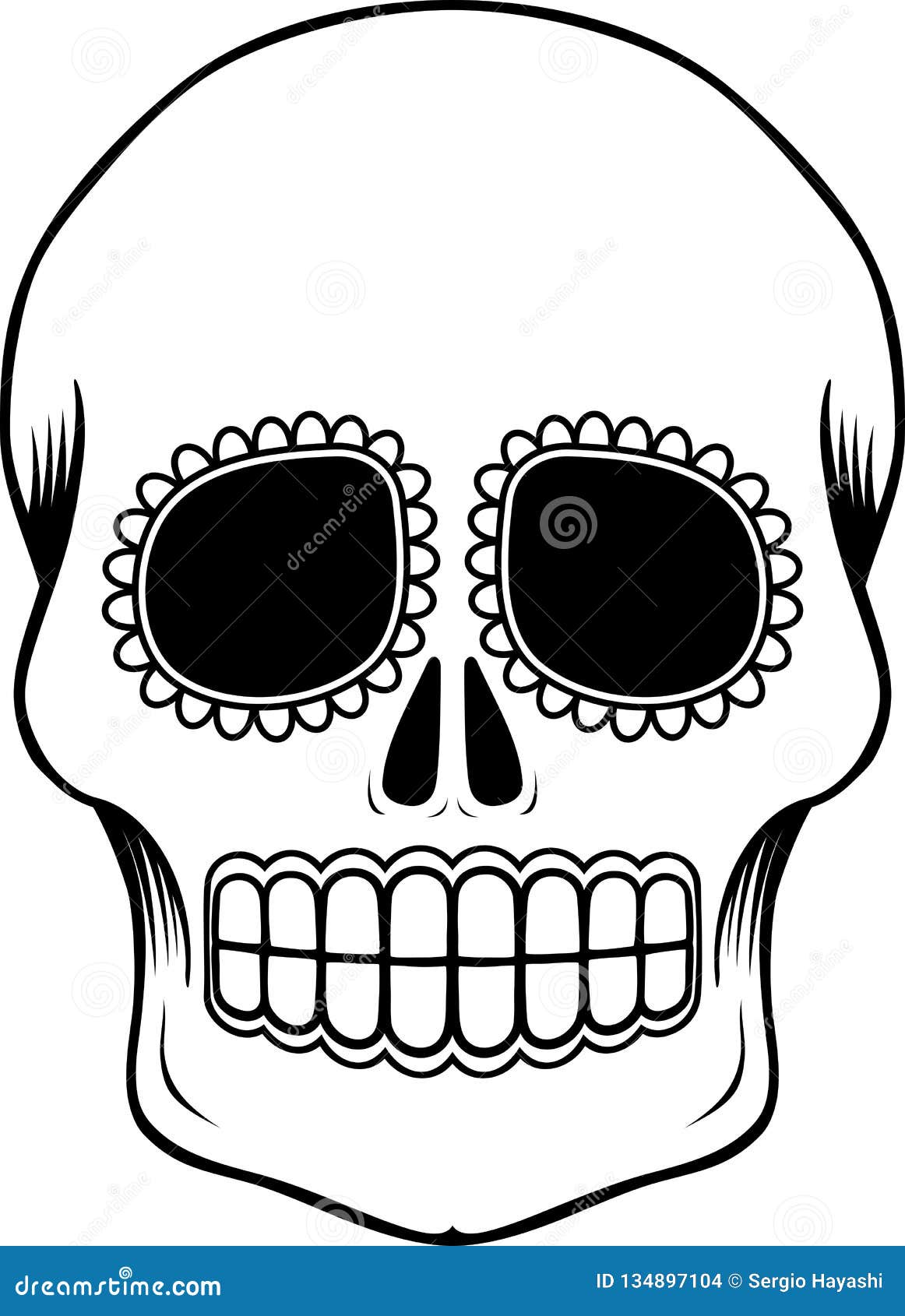 Mexican sugar skull template stock vector
