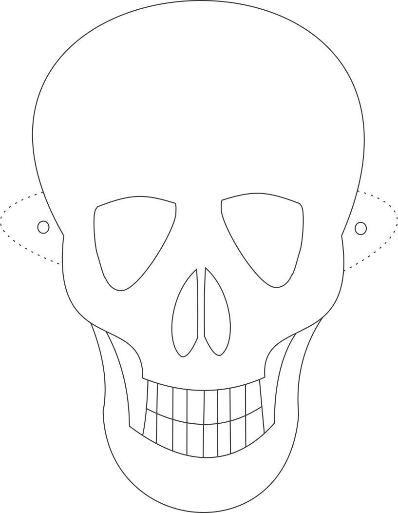 Skeleton mask printable coloring page for kids