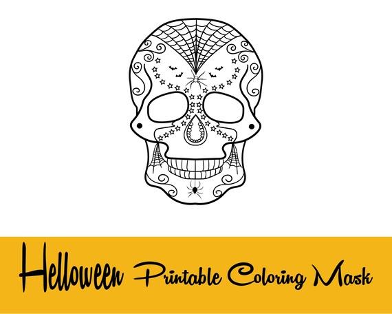 Halloween printable coloring mask for kids skull