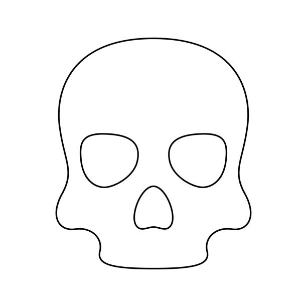 Coloring page with skull for kids stock illustration