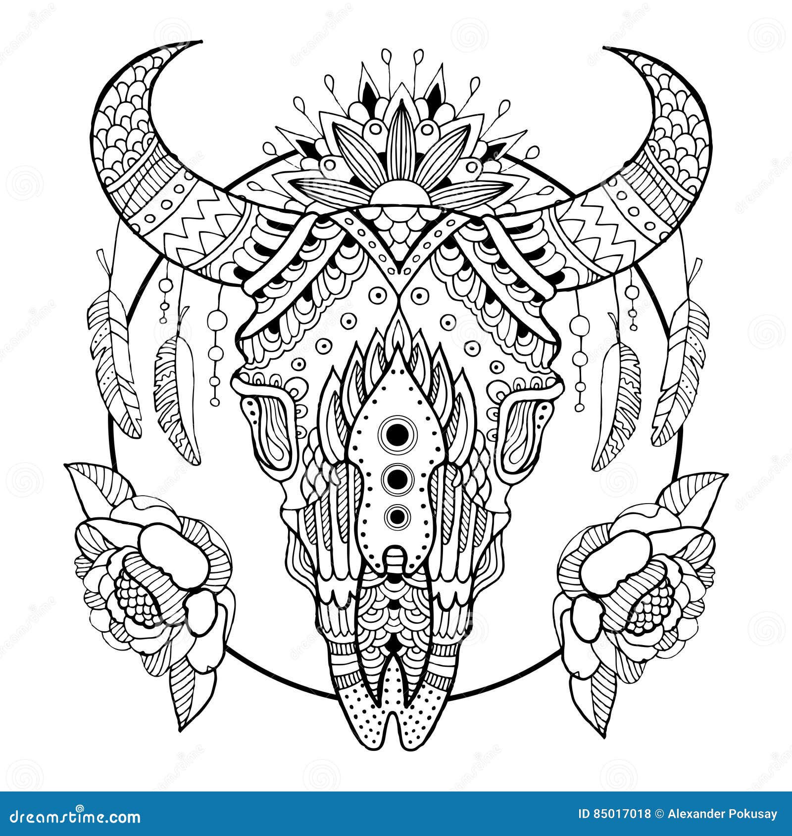 Cow skull coloring book vector illustration stock vector