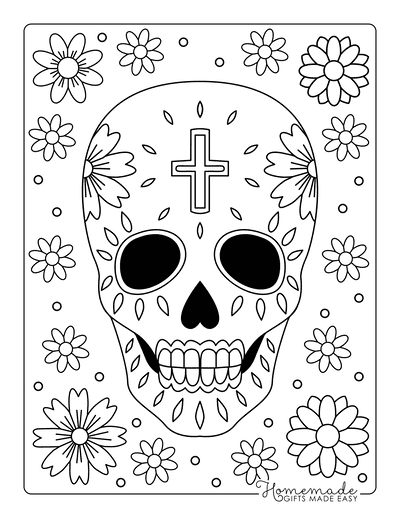 Sugar skull coloring pages for day of the dead