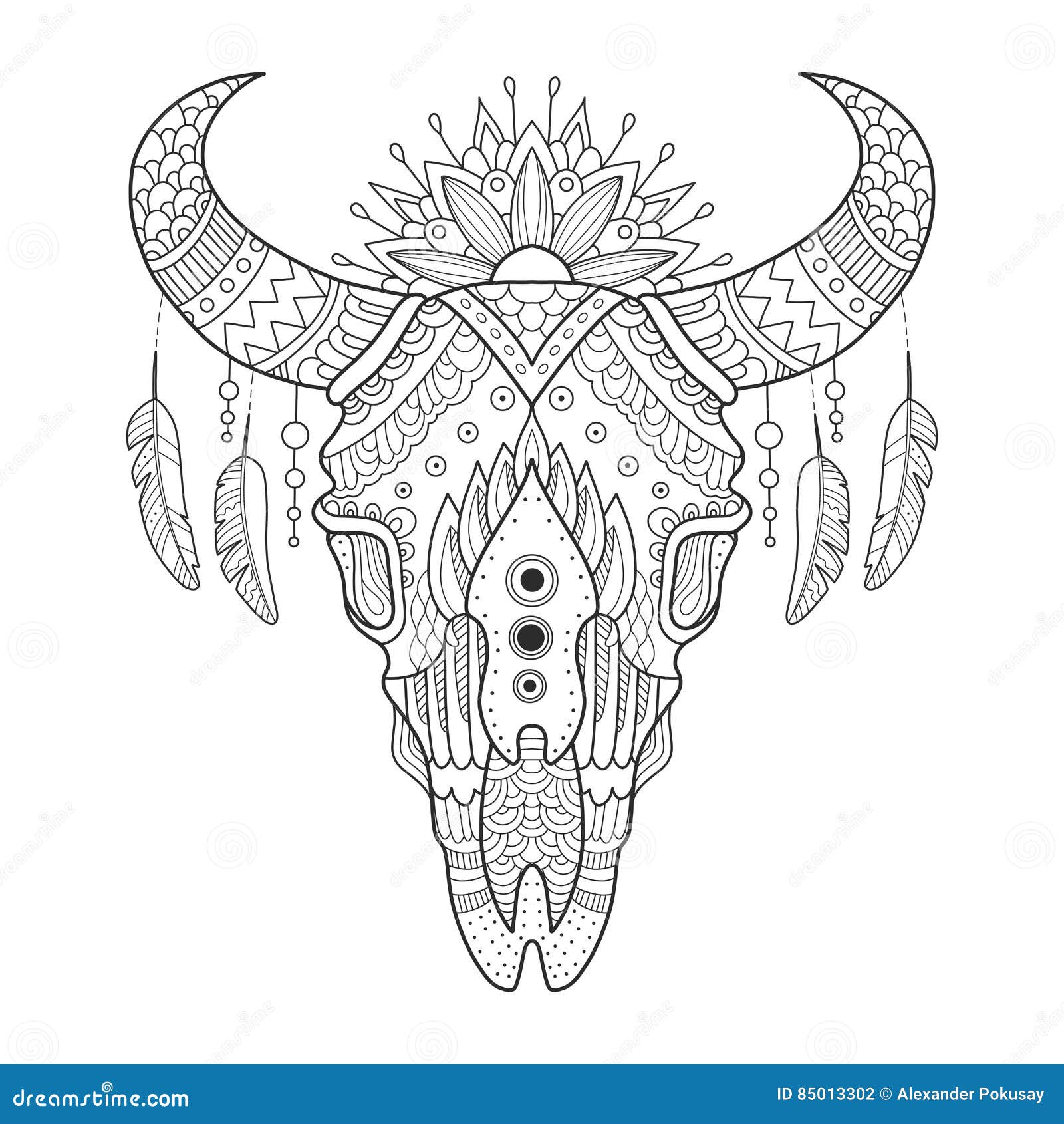 Cow skull coloring book vector illustration stock vector