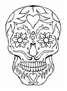 Skull coloring pages for adults kids