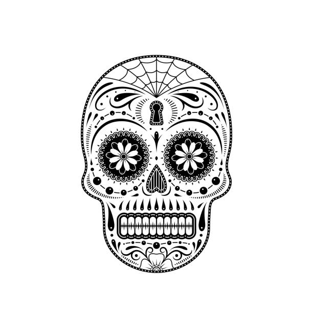 Stencil decorative sugar skull stock illustration