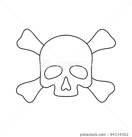 Coloring page with skull and crossbones for kids