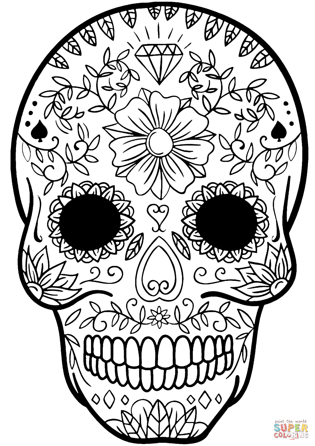 Sugar skull coloring page free printable coloring pages