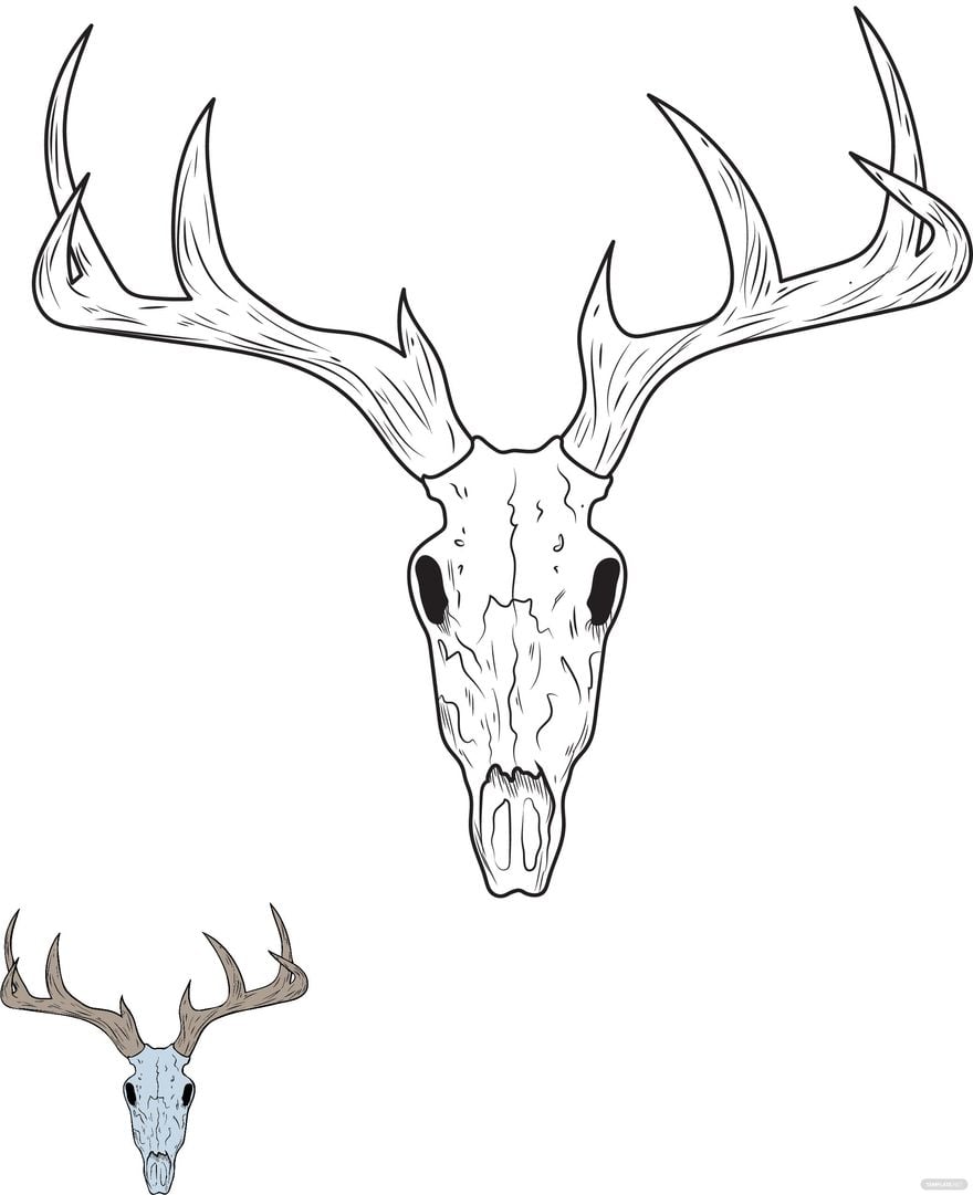 Free deer skull coloring page