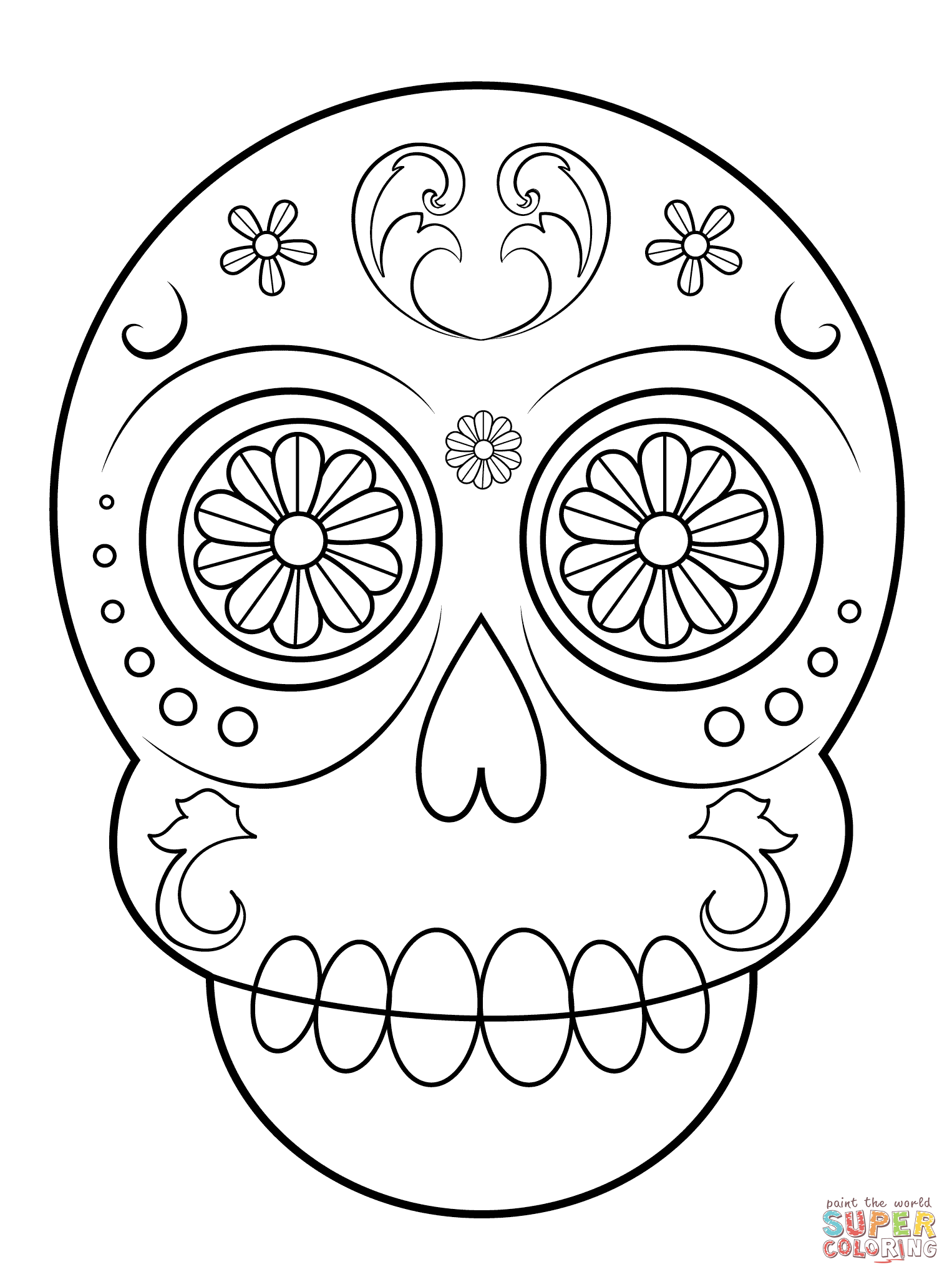 Simple sugar skull coloring page free printable coloring pages