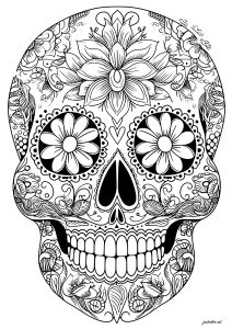 Skull coloring pages for adults kids