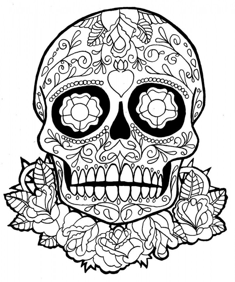 Skull coloring pages for adults