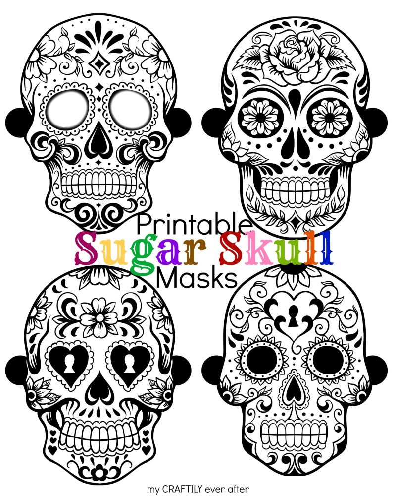 Halloween printable sugar skull masks
