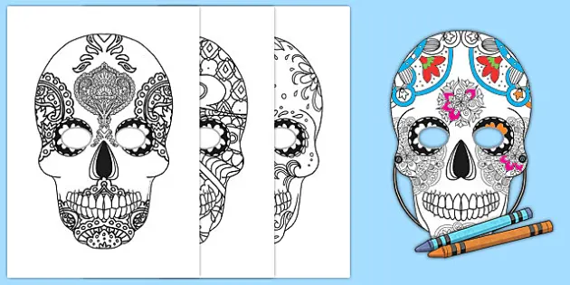 Day of the dead skull mask template day of the dead art