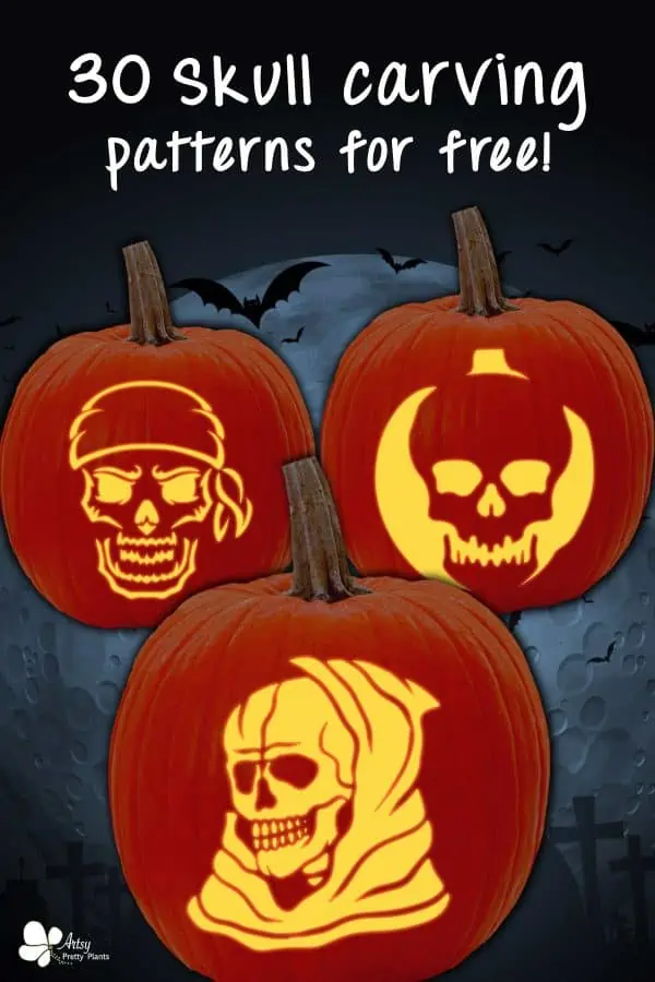 Free skull pumpkin carving patterns stencils