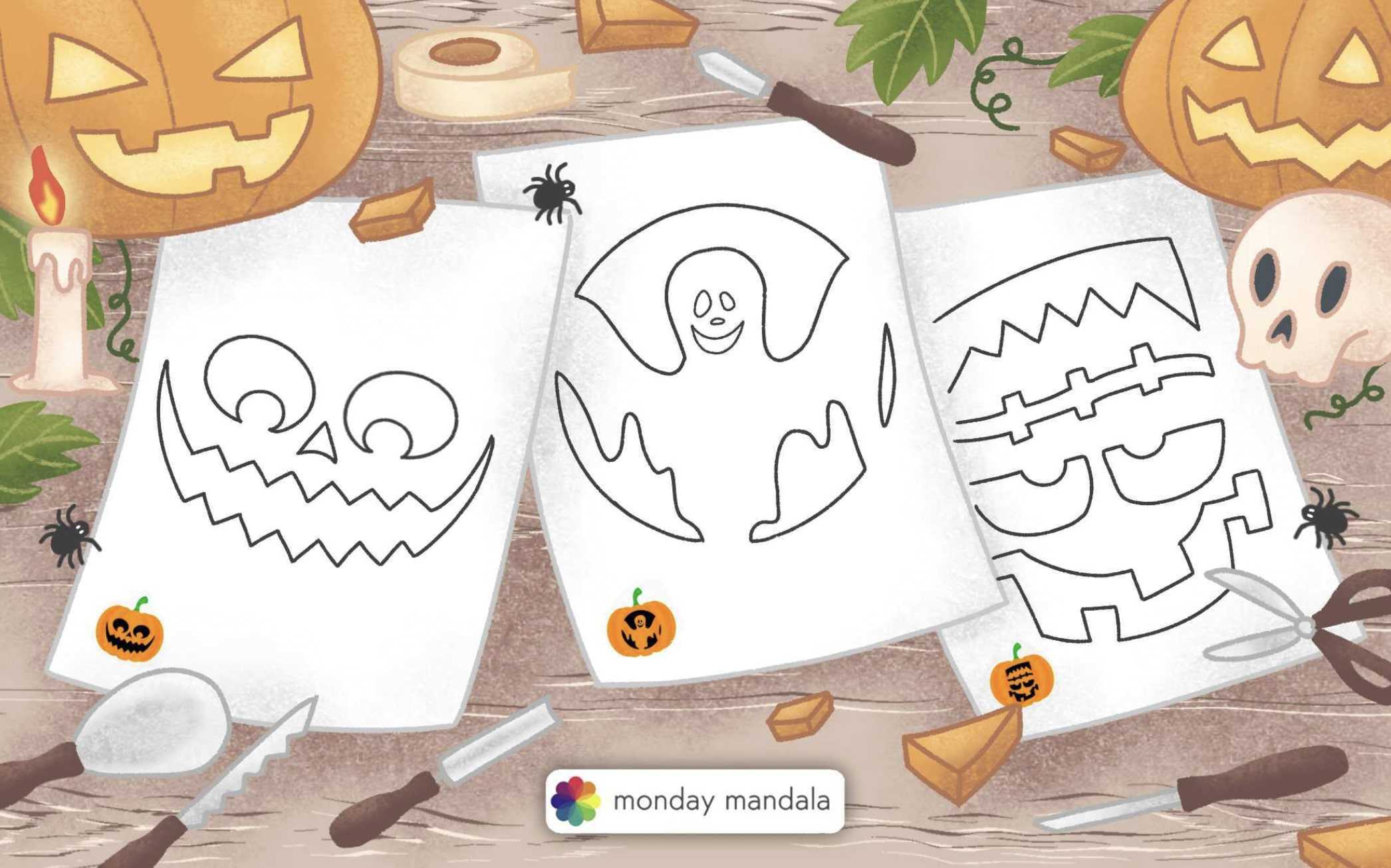 Pumpkin carving stencils free pdf printables