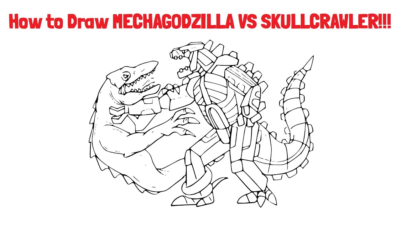 Mechagodzilla vs skullcrawler digital drawing tutorial mady arts