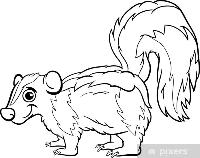 Sticker skunk animal cartoon coloring page