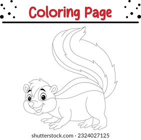 Cute skunk coloring page children happy stock vector royalty free