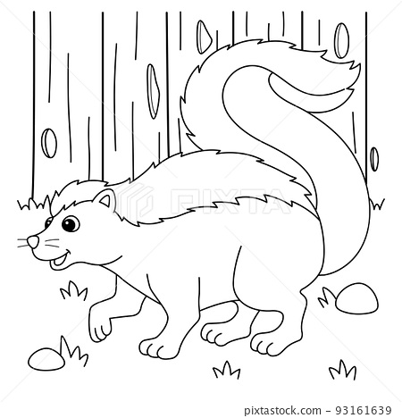 Skunk animal coloring page for kids