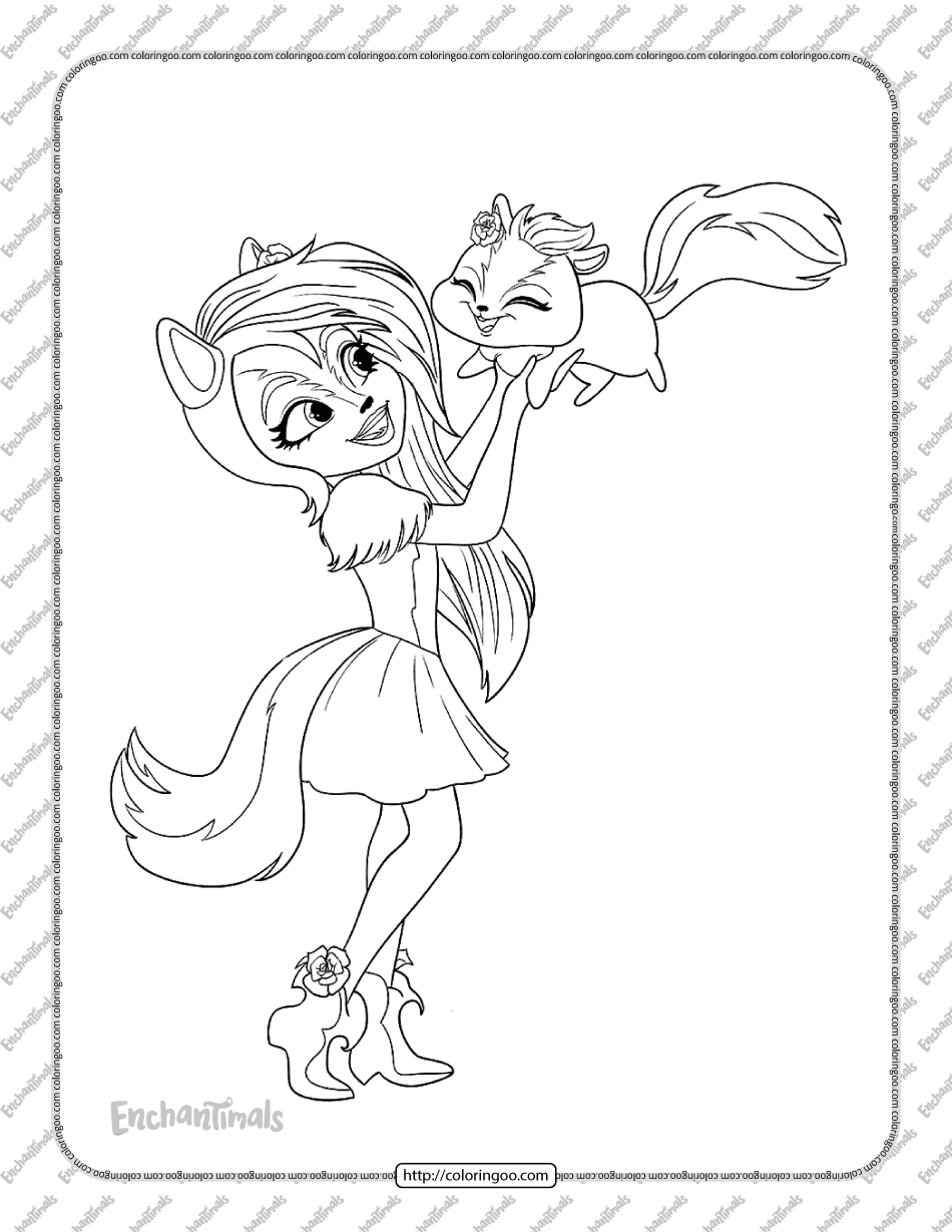 Enchantimals sage skunk coloring page for kids