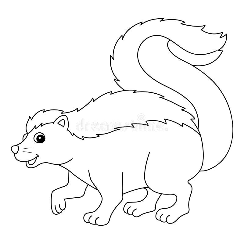 Skunk animal isolated coloring page for kids stock vector