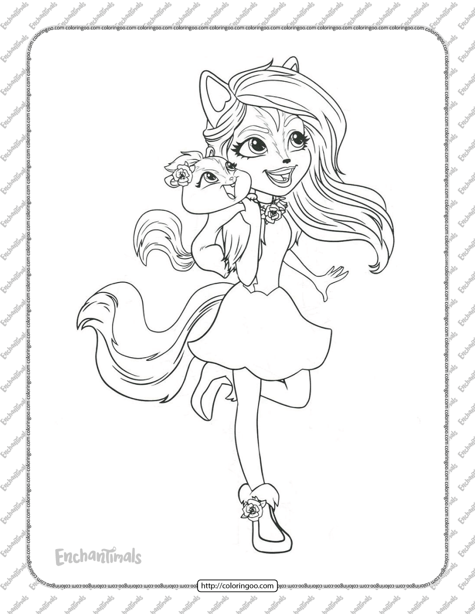 Printable enchantimals sage skunk coloring page