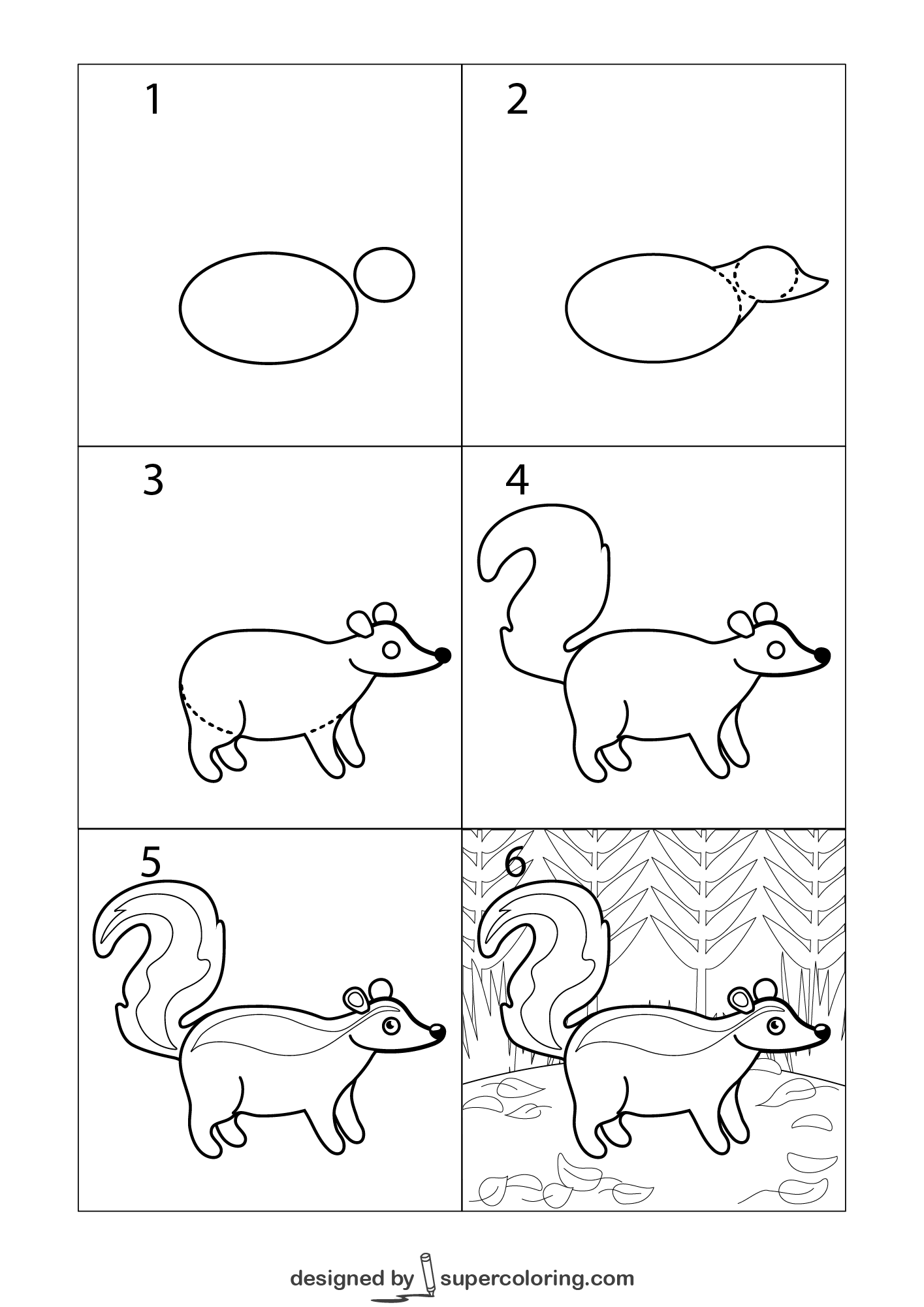 How to draw a cartoon skunk free printable puzzle games