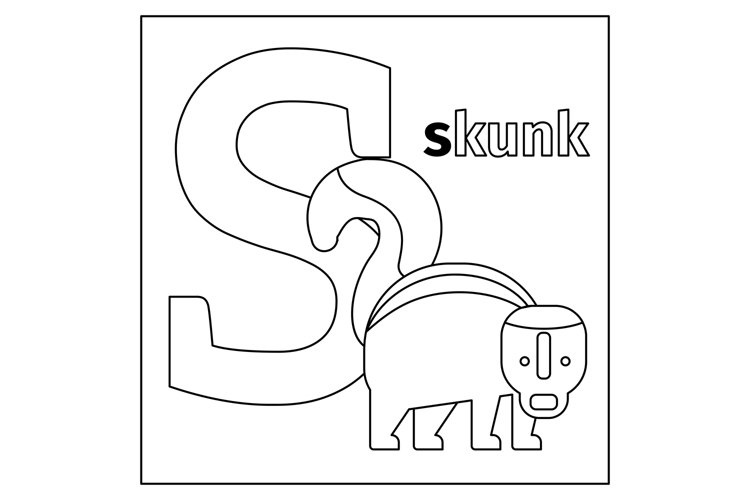 Skunk letter s coloring page