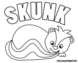 Free skunk coloring page â the tucson puppet lady