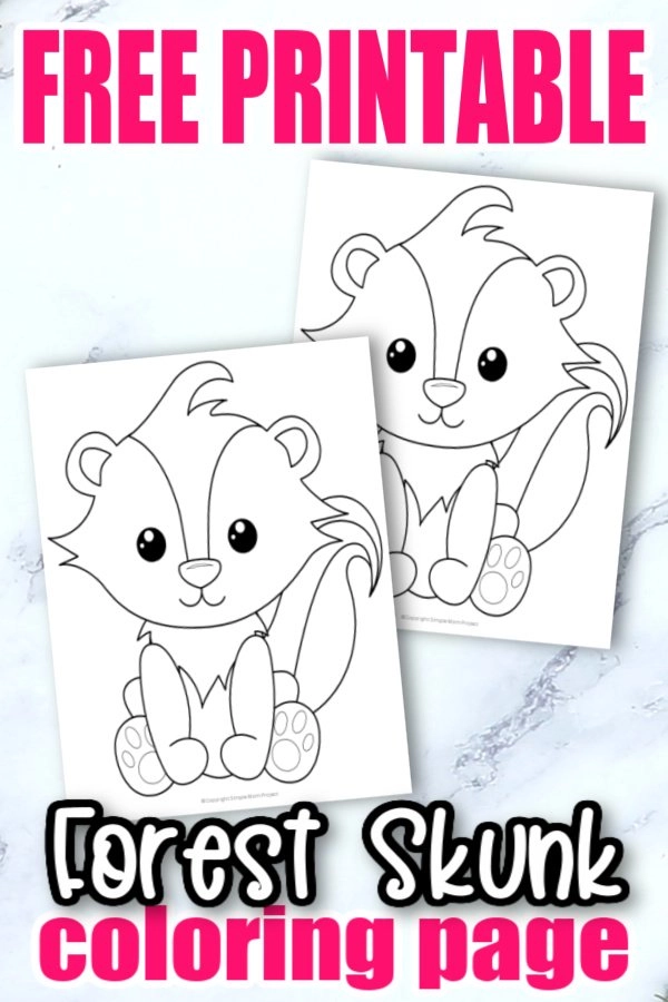 Free printable forest skunk coloring page for kids â simple mom project