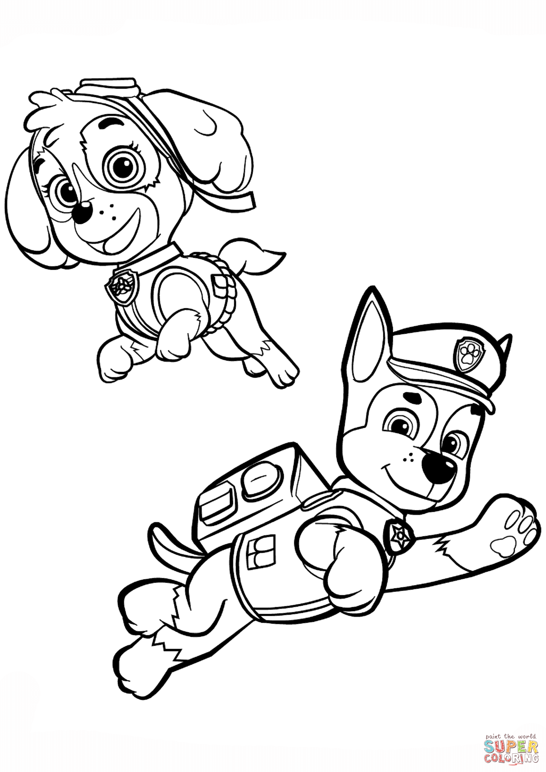 Chase and skye coloring page free printable coloring pages