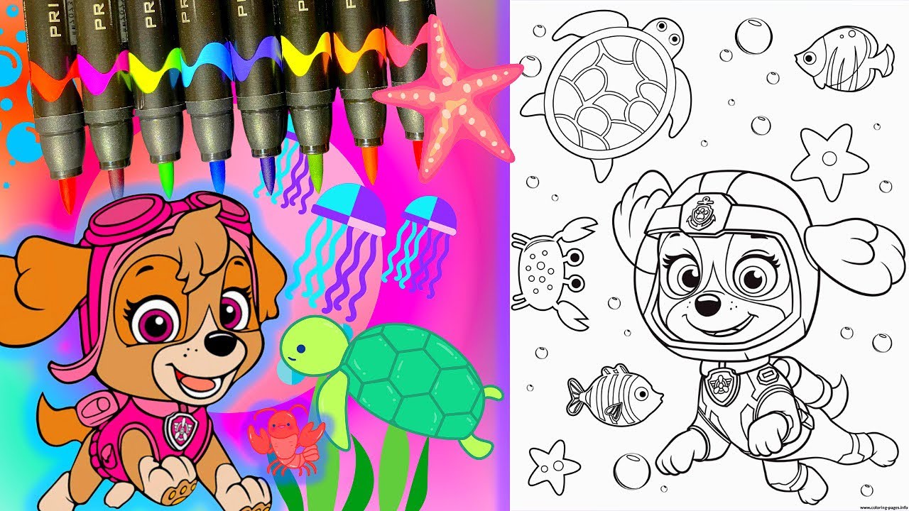 Coloring skye in the ocean paw patrol coloring pages