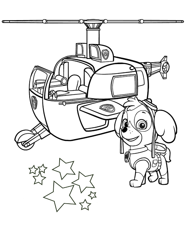 Skye coloring sheet paw patrol