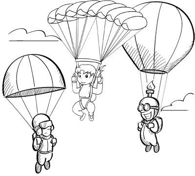 Fun parachute coloring page for kids coloring pages for kids coloring pages dinosaur sketch