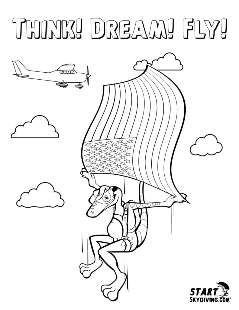 Start skydiving coloring pages