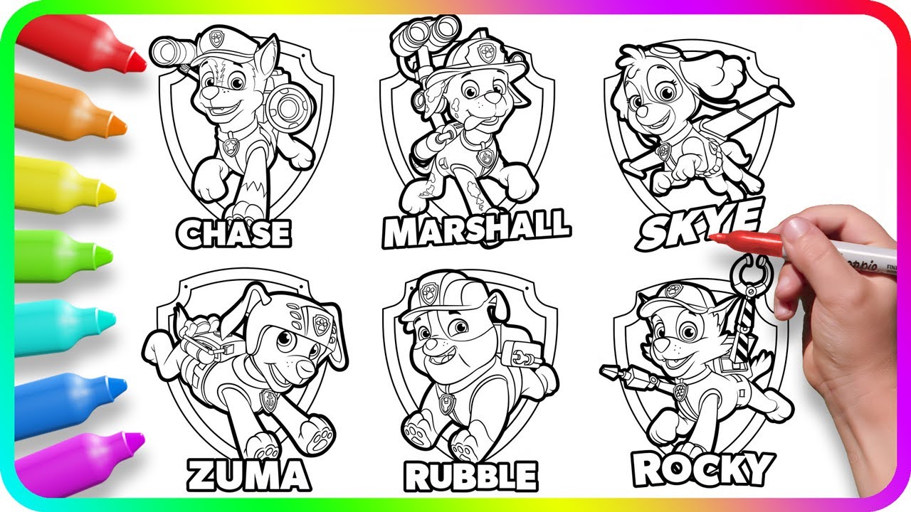 Coloring pages paw patrol how to draw paw patrol badges easy drawing tutorial art