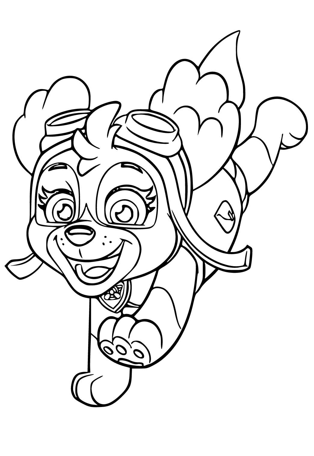 Free printable skye paw patrol joy coloring page for adults and kids