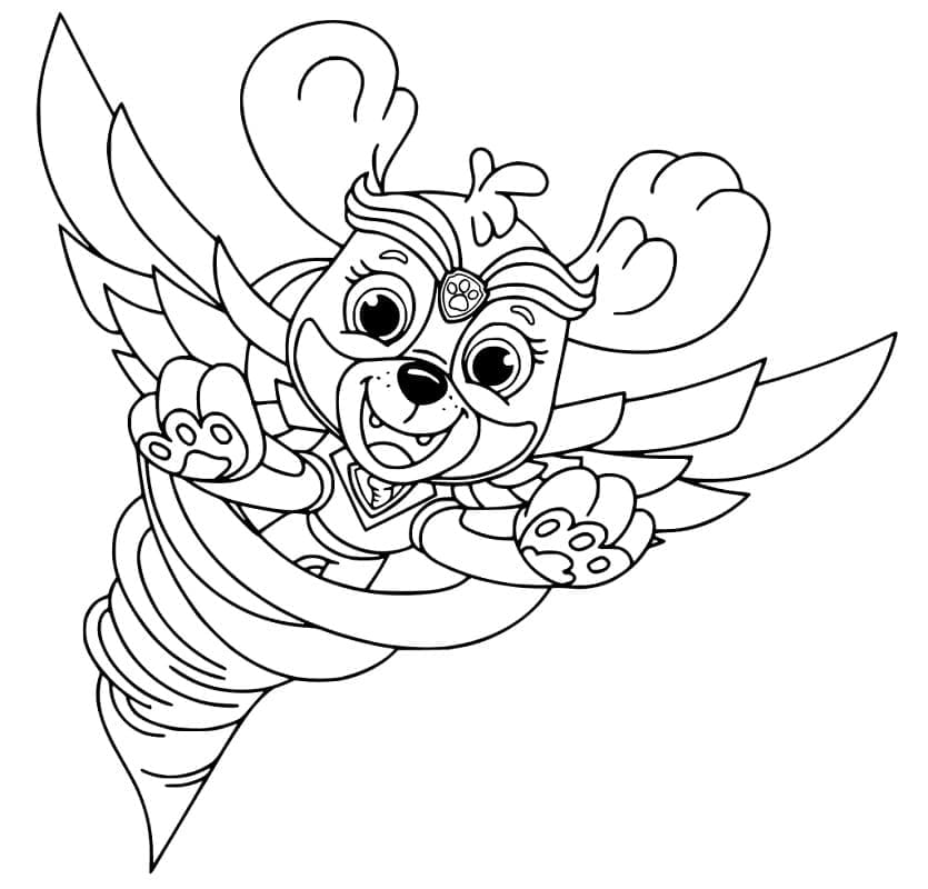 Skye from paw patrol mighty pups coloring page