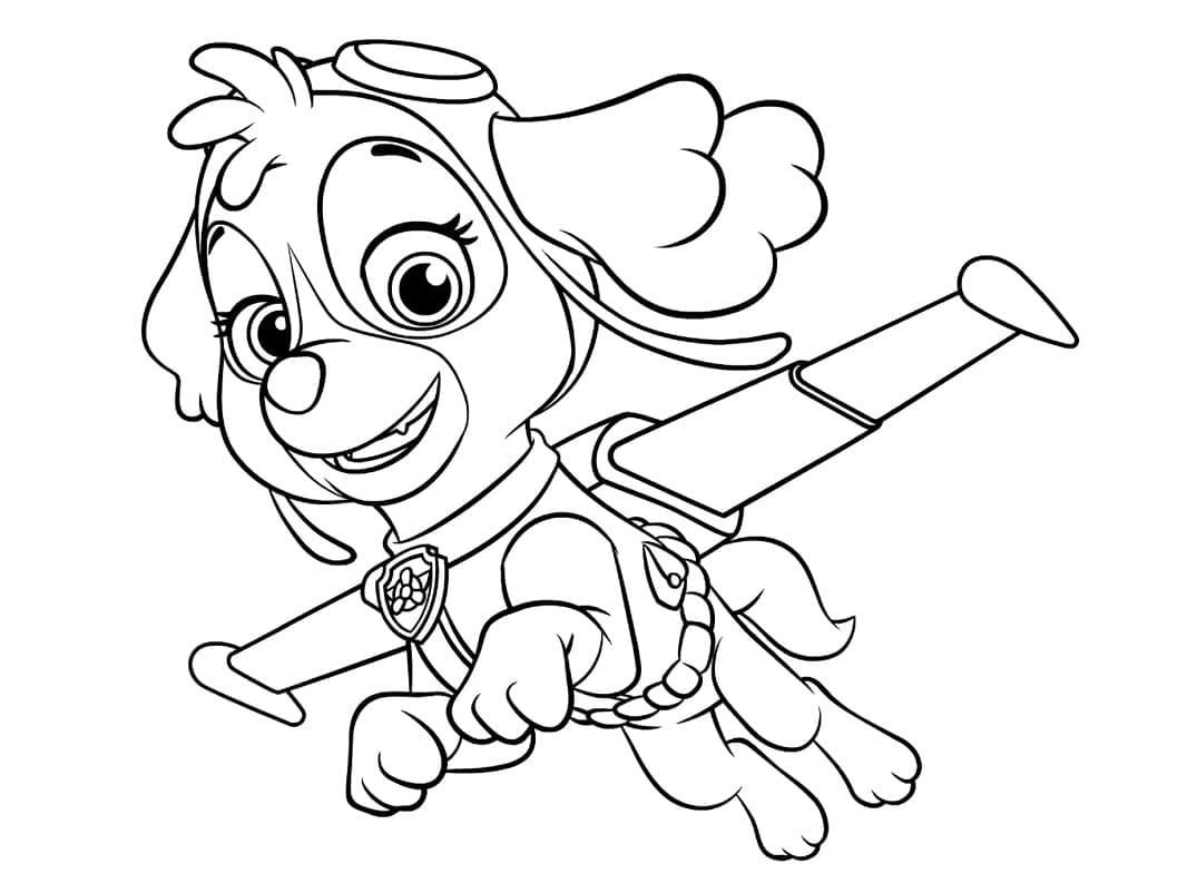 Flying skye paw patrol coloring page