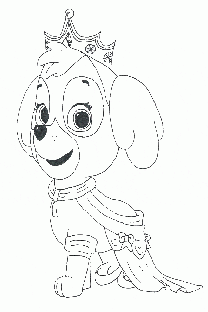 Cute paw patrol skye coloring pages free