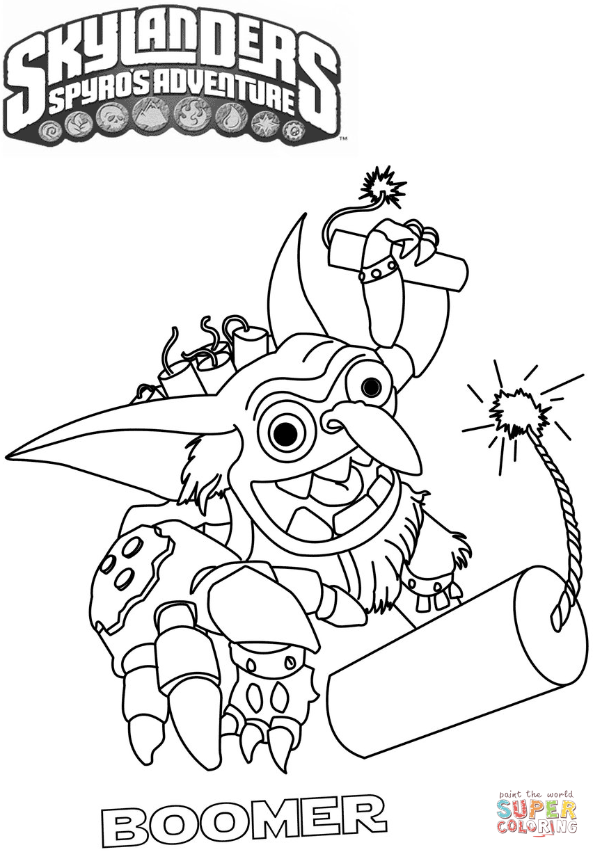 Skylanders spyros adventure boomer coloring page free printable coloring pages