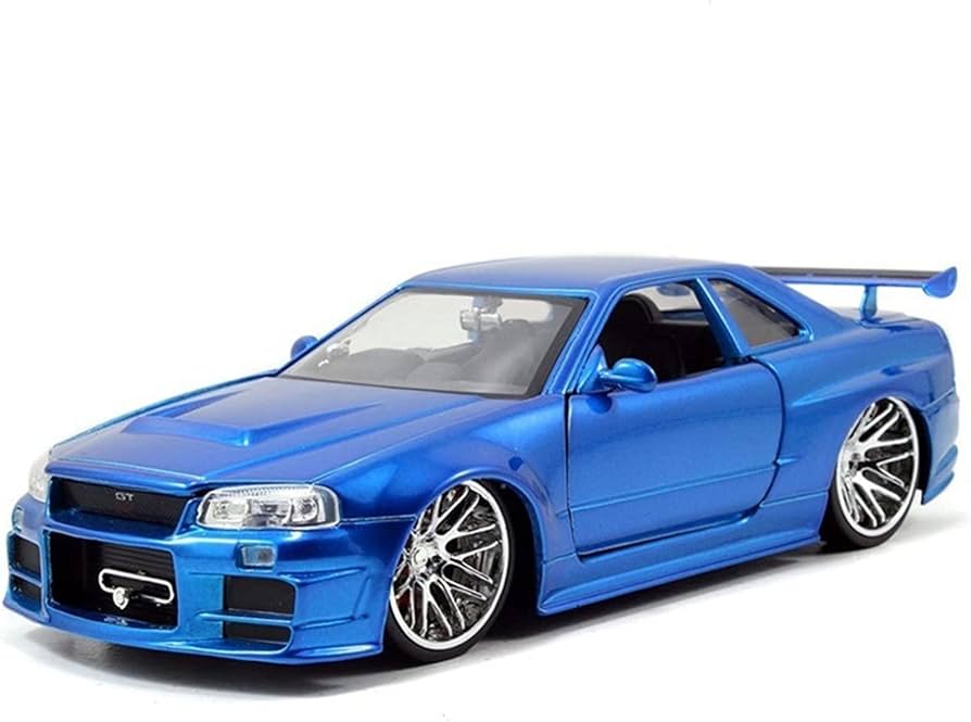 Lanuva simulation car model best gift for nissan gtr r skyline classic llectible deration metal diecast car model lor blue toys games