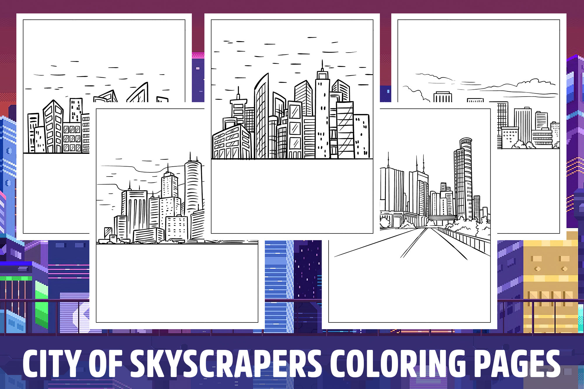 City of skyscrapers coloring pages for kids girls boys teens birthday school activity made by teachers